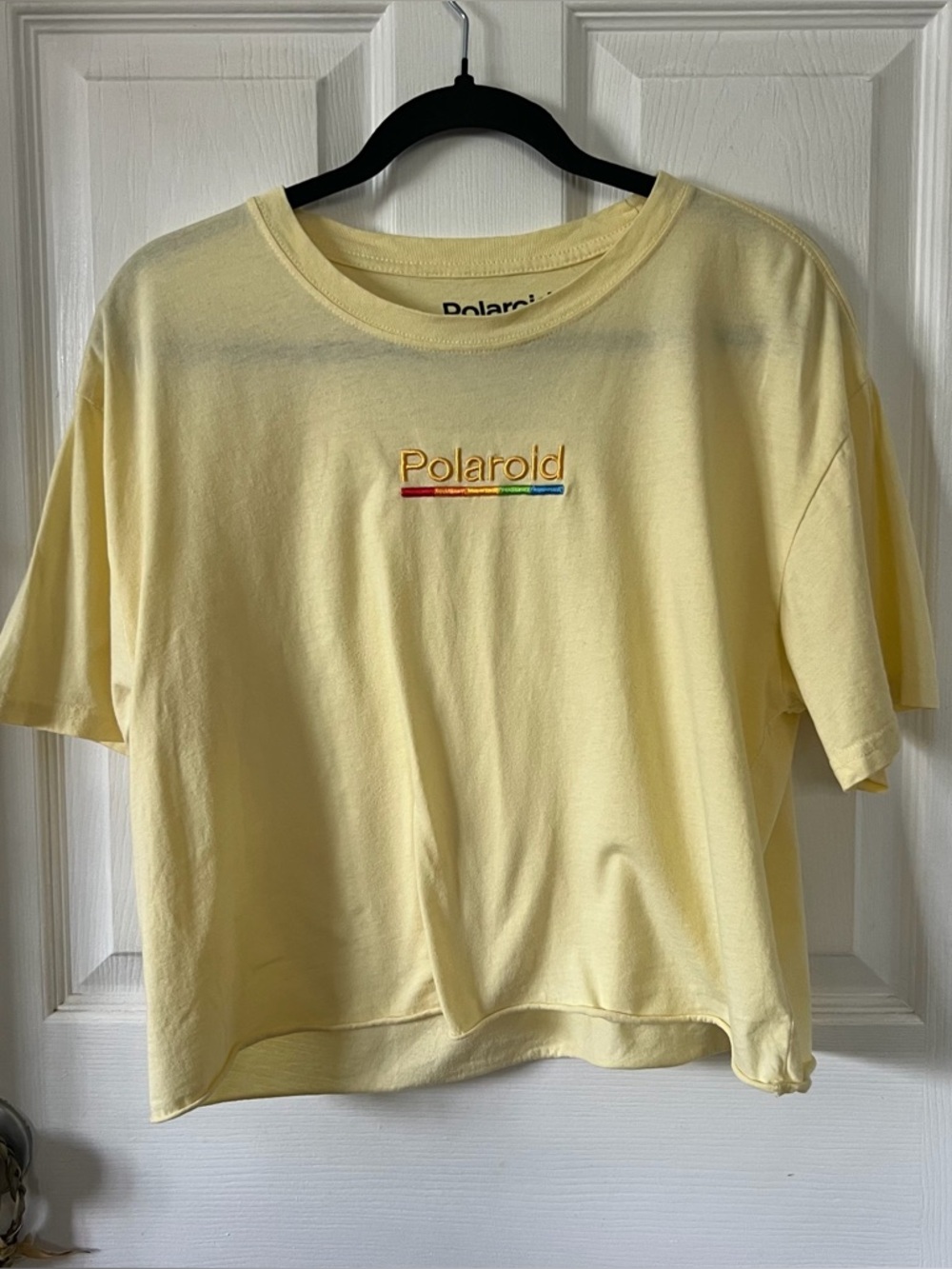 yellow polaroid crop top